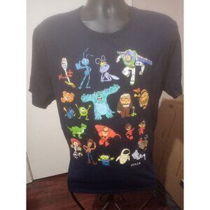Pixar Character Graphic Short Sleeve Tee T-Shirt Size XL Navy Blue